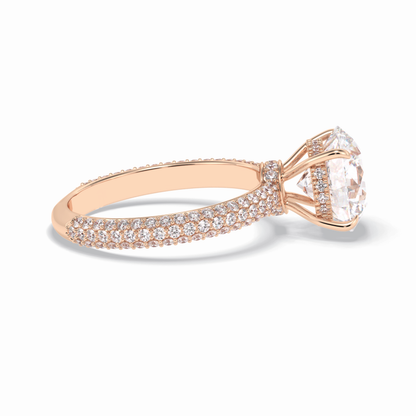 Round Hidden Halo & Pave Lab Grown Diamond Engagement Ring