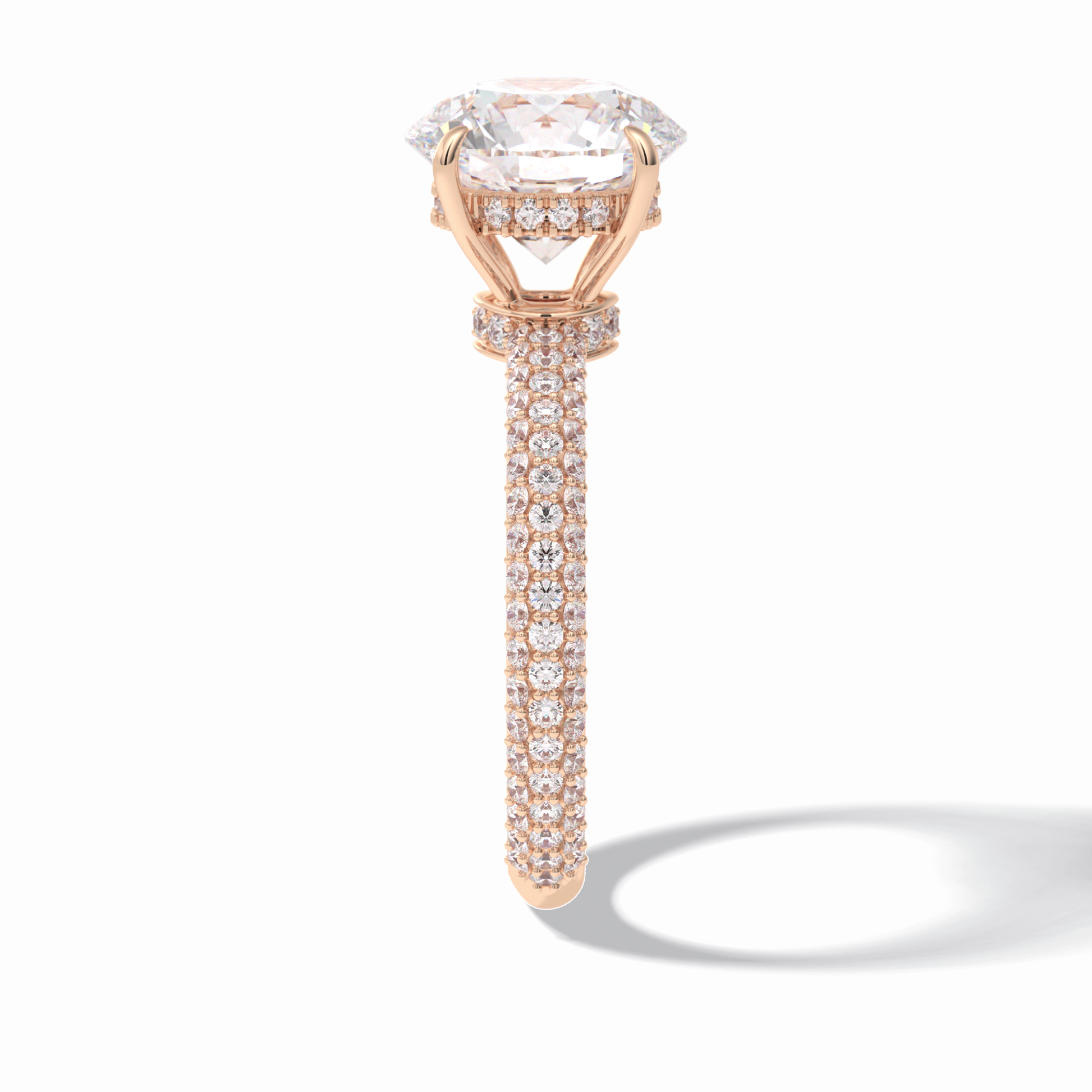 Round Hidden Halo & Pave Lab Grown Diamond Engagement Ring