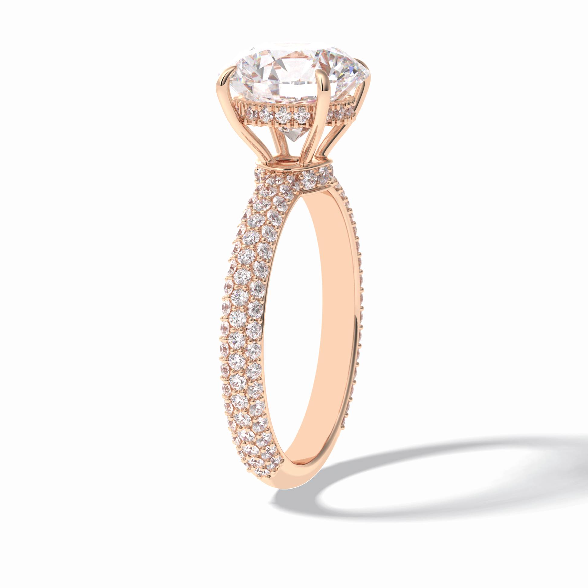 Round Hidden Halo & Pave Lab Grown Diamond Engagement Ring