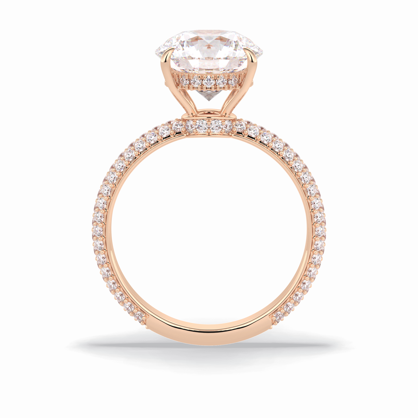Round Hidden Halo & Pave Lab Grown Diamond Engagement Ring