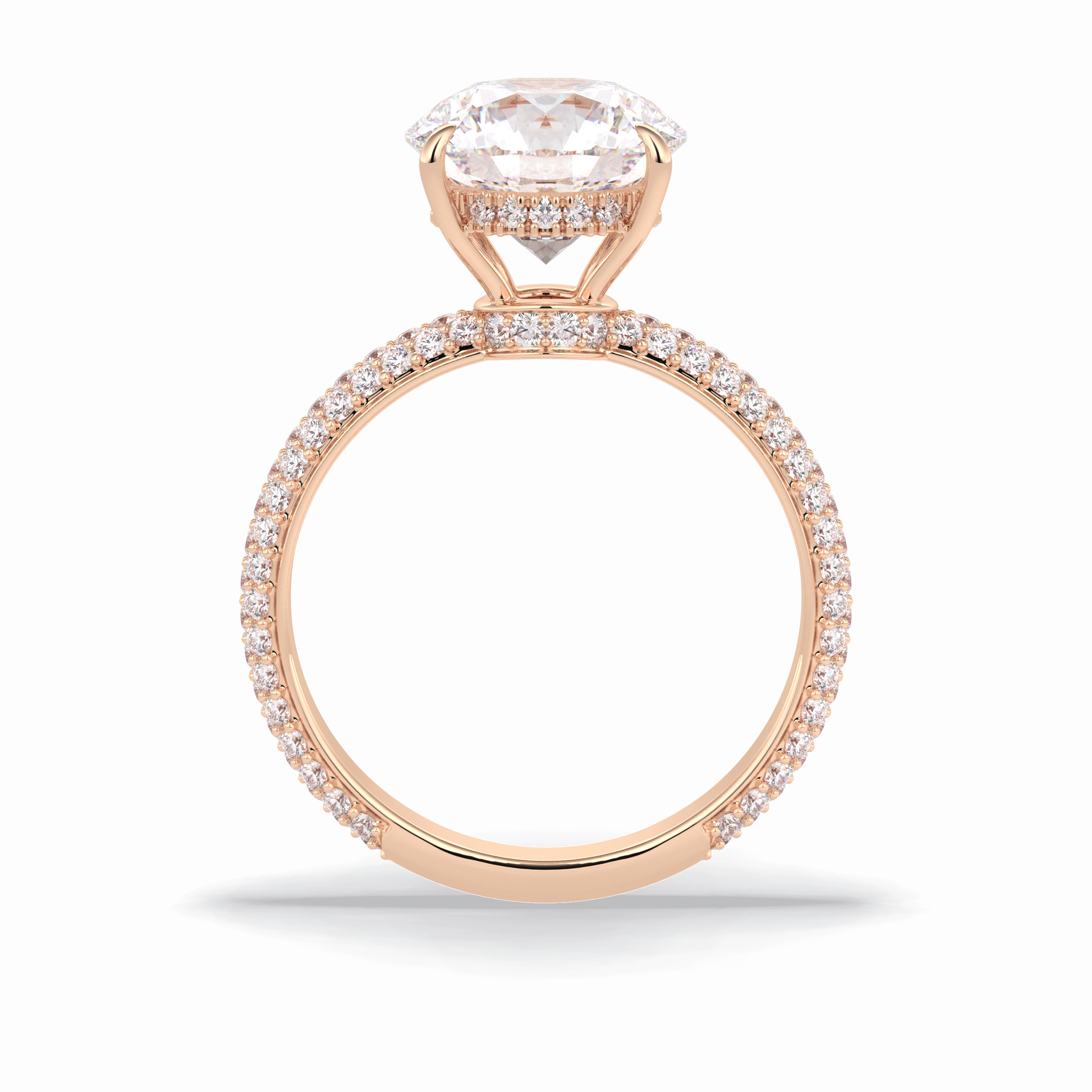 Round Hidden Halo & Pave Lab Grown Diamond Engagement Ring