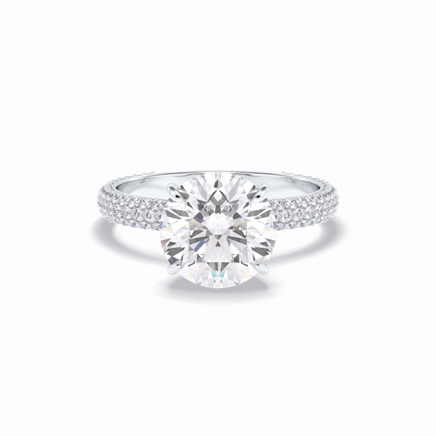 Round Hidden Halo & Pave Lab Grown Diamond Engagement Ring