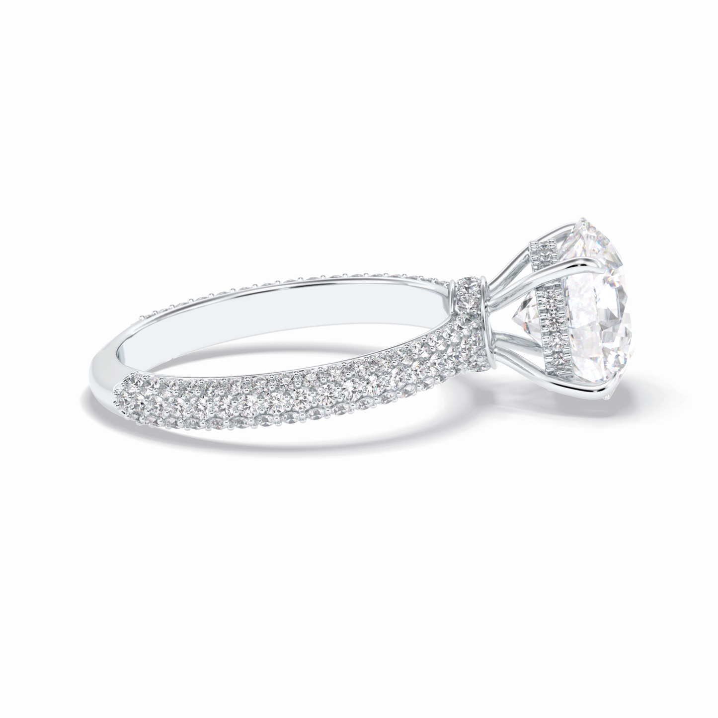 Round Hidden Halo & Pave Lab Grown Diamond Engagement Ring