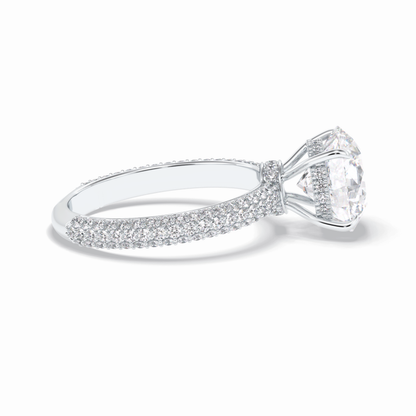 Round Hidden Halo & Pave Lab Grown Diamond Engagement Ring
