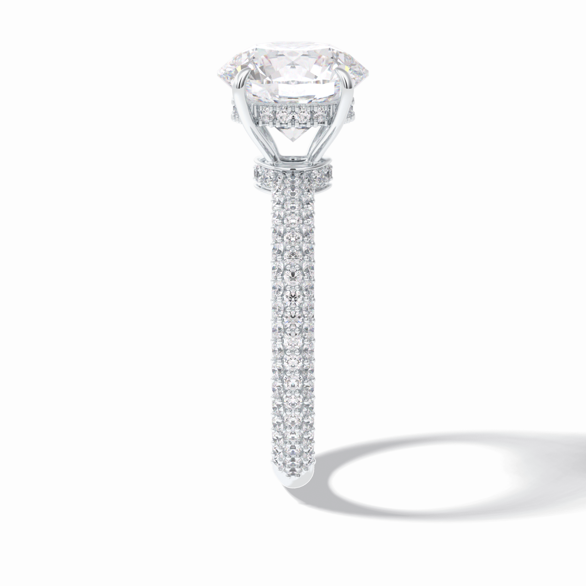 Round Hidden Halo & Pave Lab Grown Diamond Engagement Ring