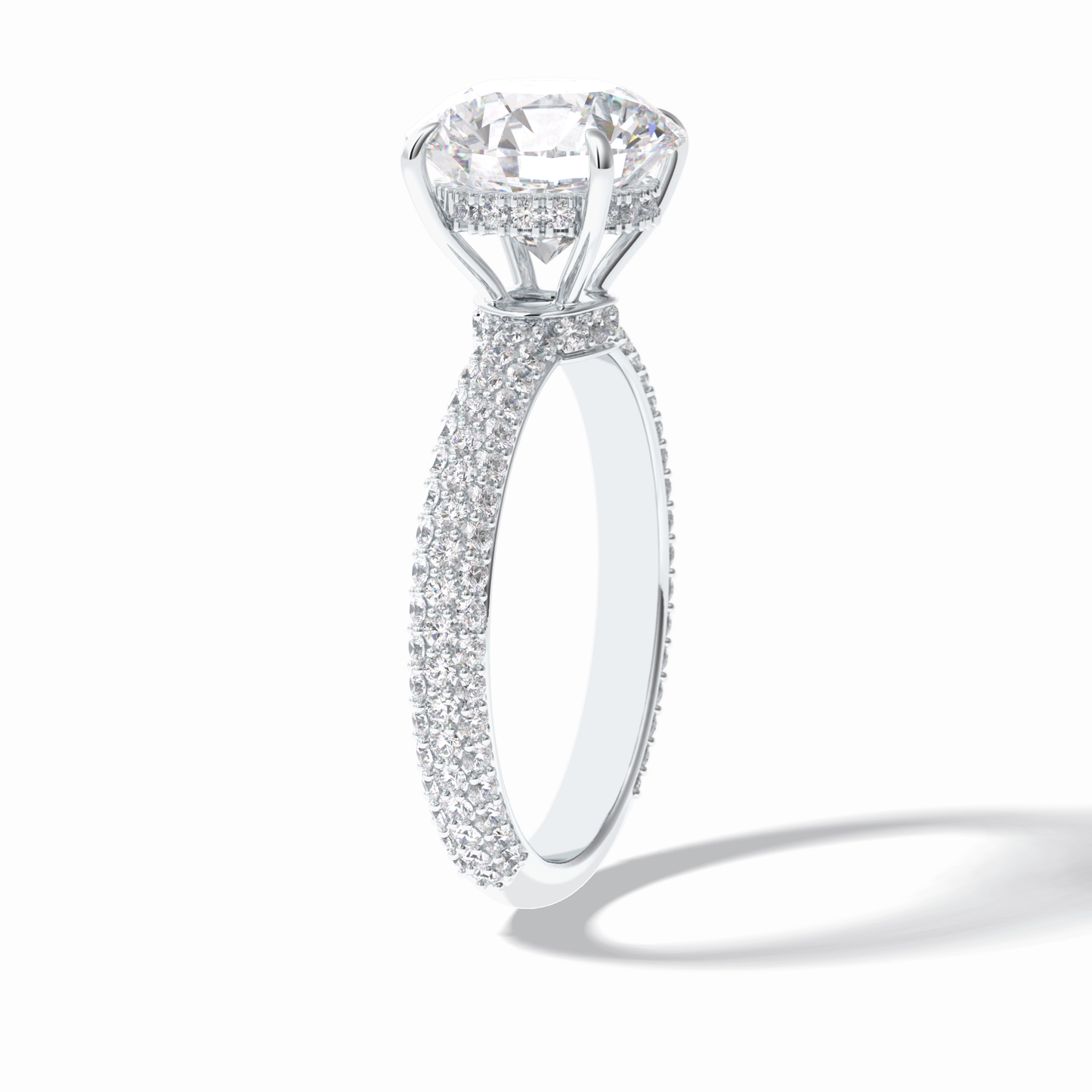 Round Hidden Halo & Pave Lab Grown Diamond Engagement Ring