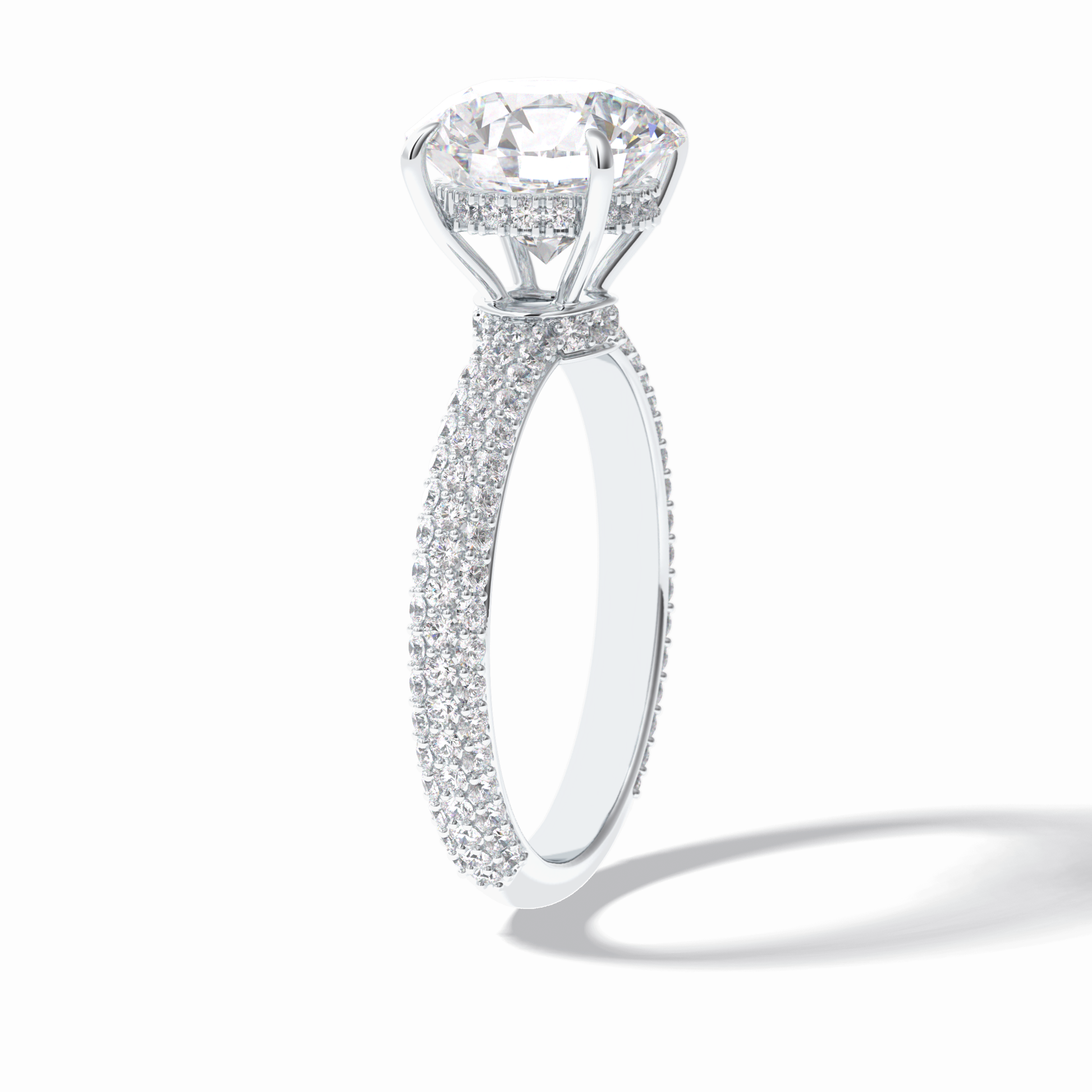 Round Hidden Halo & Pave Lab Grown Diamond Engagement Ring