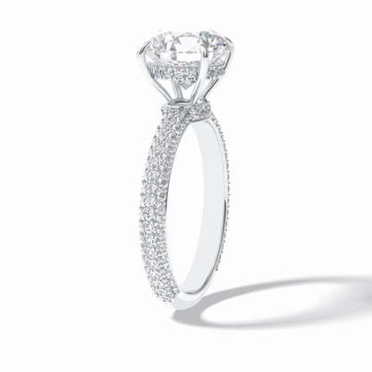 Round Hidden Halo & Pave Lab Grown Diamond Engagement Ring