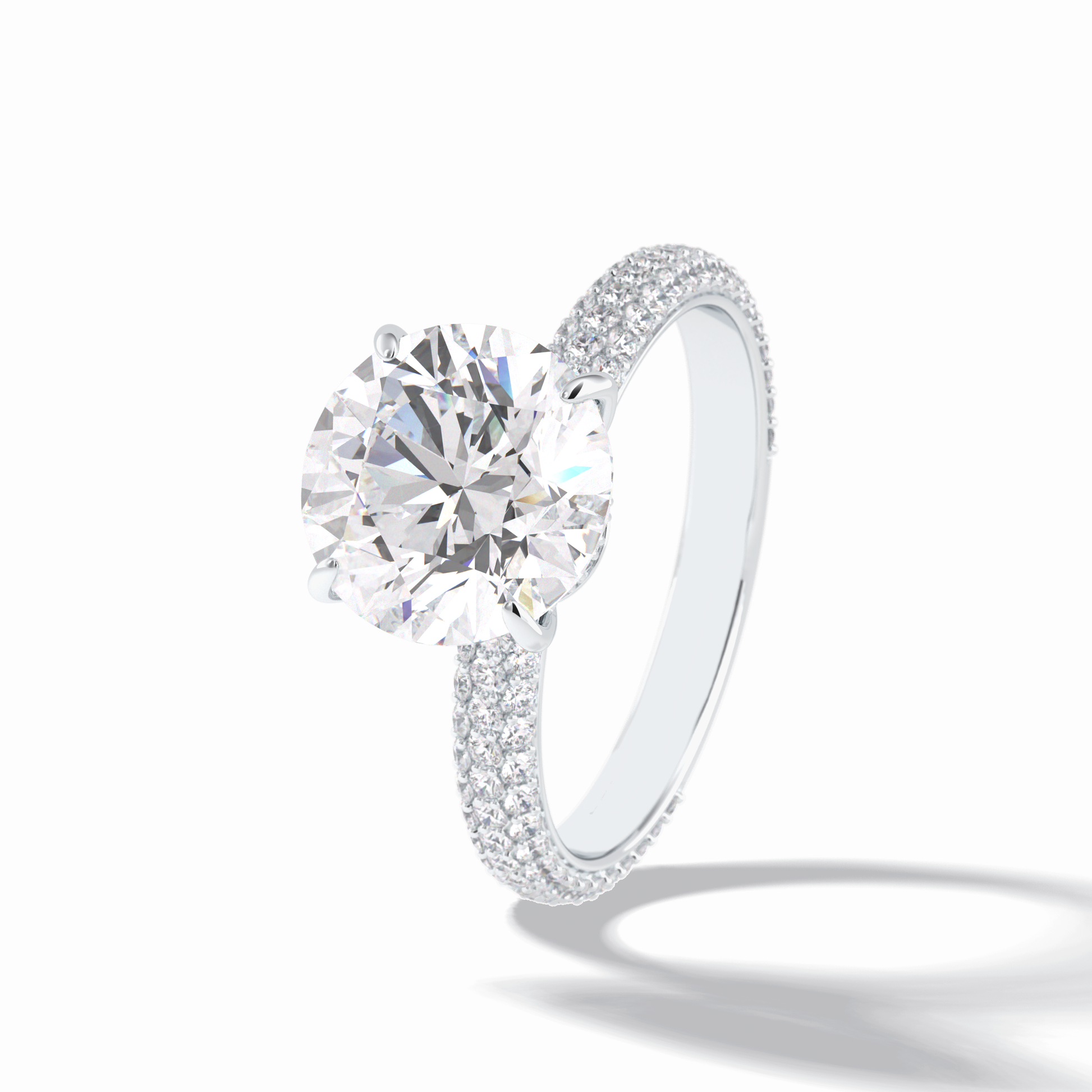Round Hidden Halo & Pave Lab Grown Diamond Engagement Ring