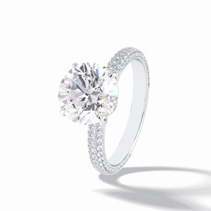 Round Hidden Halo & Pave Lab Grown Diamond Engagement Ring