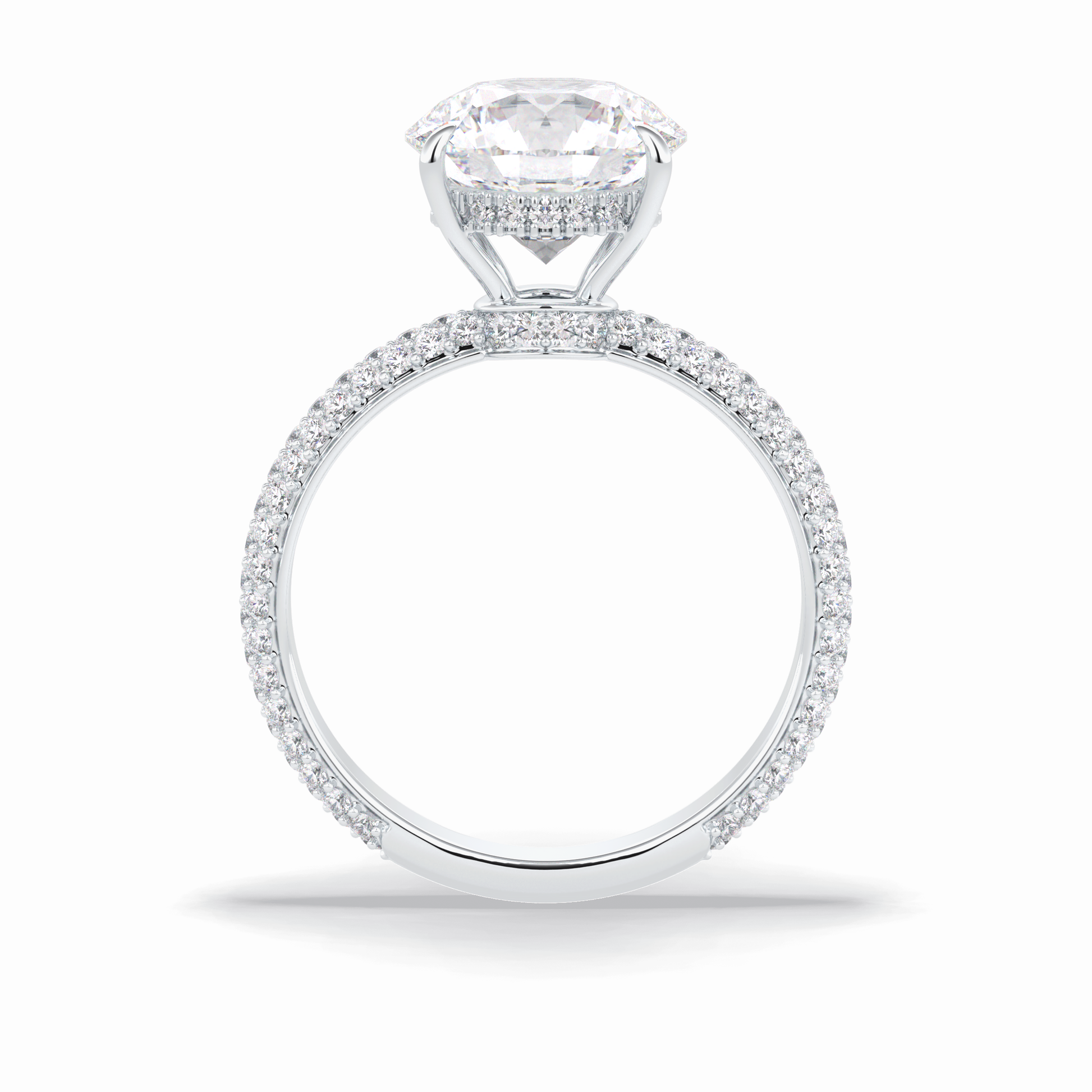 Round Hidden Halo & Pave Lab Grown Diamond Engagement Ring