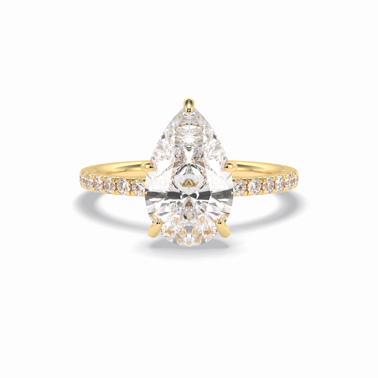 Pear Hidden Halo & Pave Lab Grown Diamond Engagement Ring