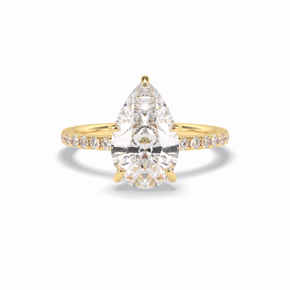 Pear Hidden Halo & Pave Lab Grown Diamond Engagement Ring