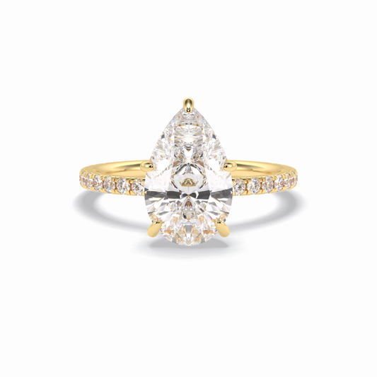 Pear Hidden Halo & Pave Lab Grown Diamond Engagement Ring