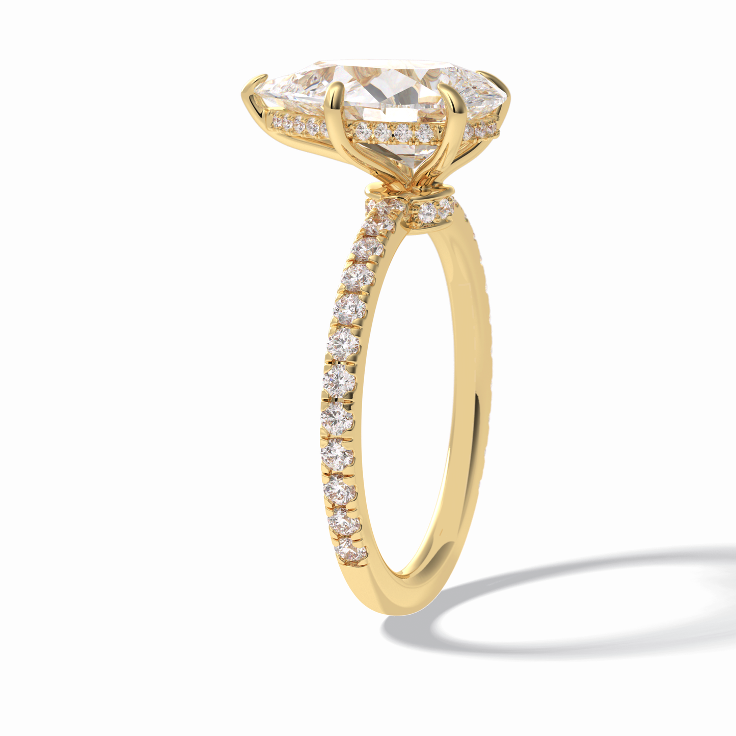 Pear Hidden Halo & Pave Lab Grown Diamond Engagement Ring