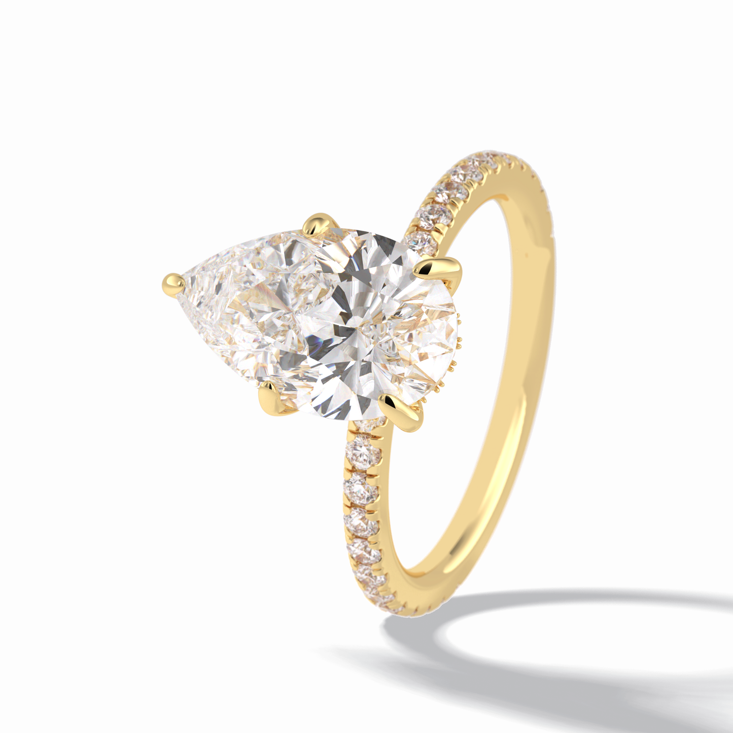Pear Hidden Halo & Pave Lab Grown Diamond Engagement Ring
