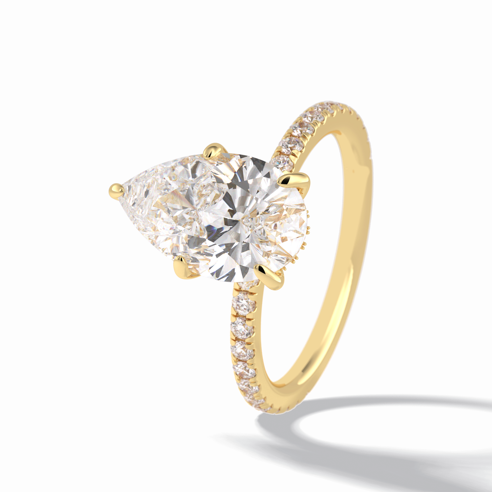 Pear Hidden Halo & Pave Lab Grown Diamond Engagement Ring