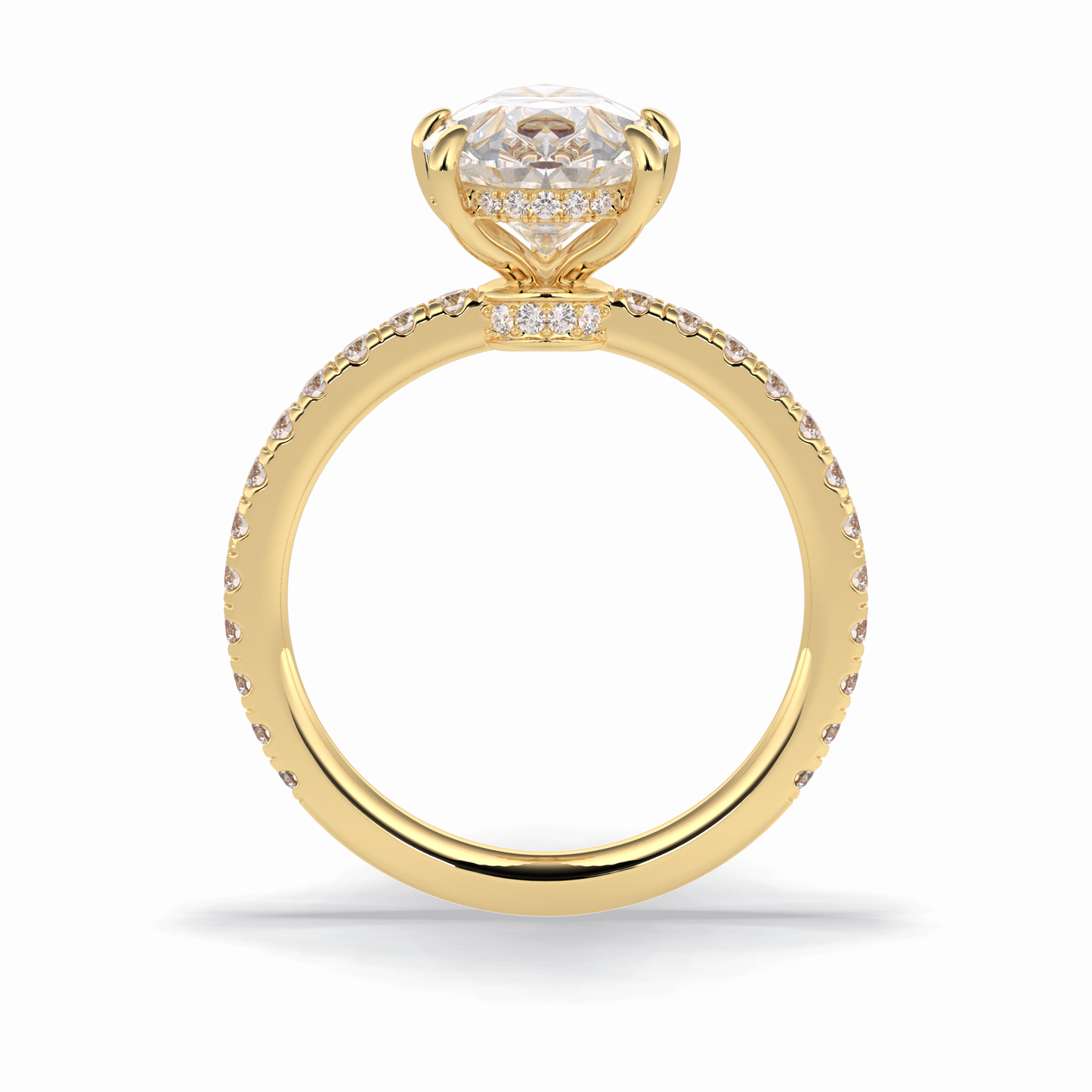 Pear Hidden Halo & Pave Lab Grown Diamond Engagement Ring
