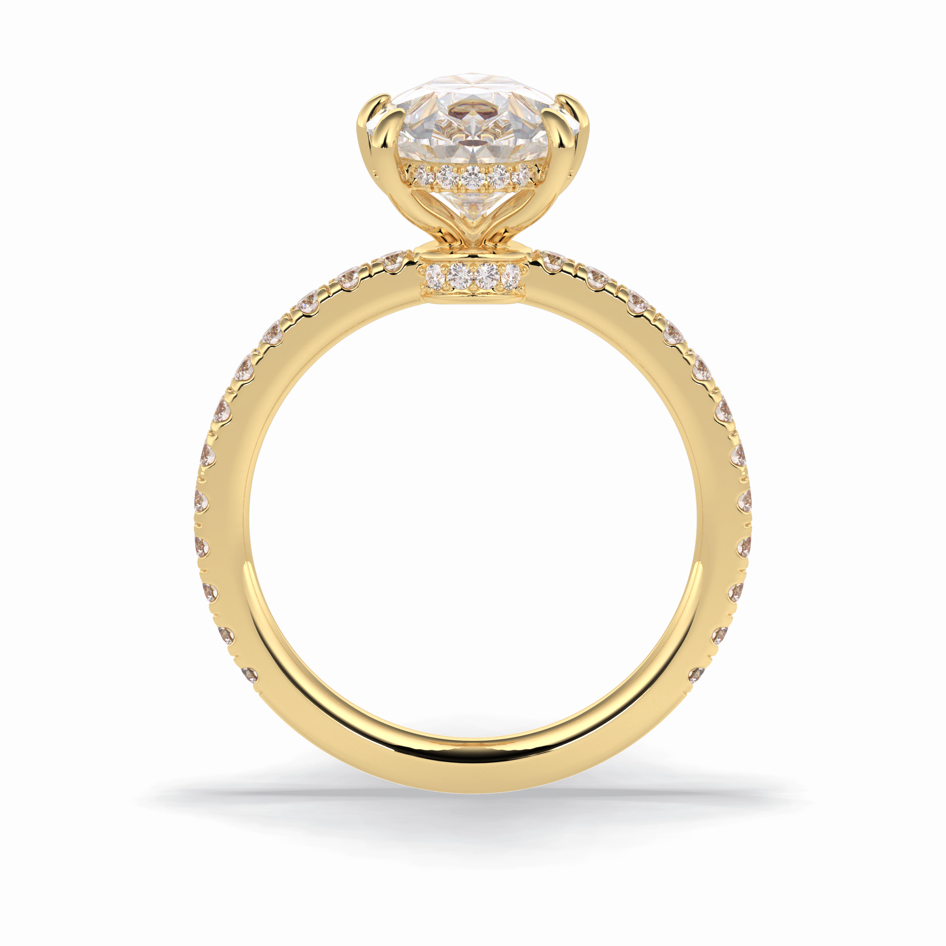 Pear Hidden Halo & Pave Lab Grown Diamond Engagement Ring