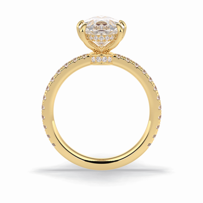 Pear Hidden Halo & Pave Lab Grown Diamond Engagement Ring