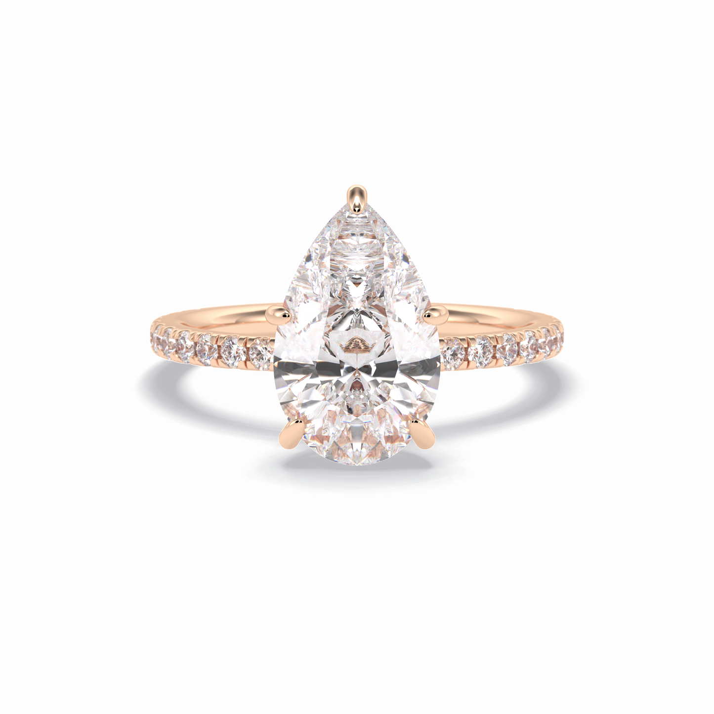 Pear Hidden Halo & Pave Lab Grown Diamond Engagement Ring