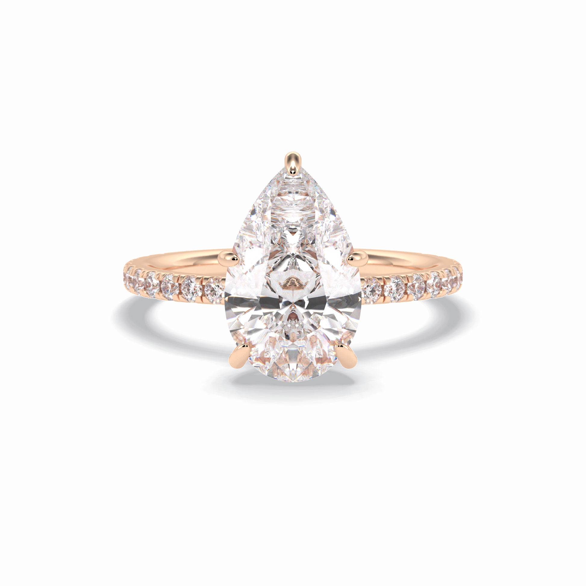 Pear Hidden Halo & Pave Lab Grown Diamond Engagement Ring