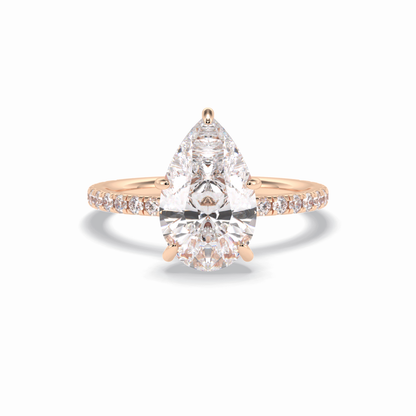 Pear Hidden Halo & Pave Lab Grown Diamond Engagement Ring