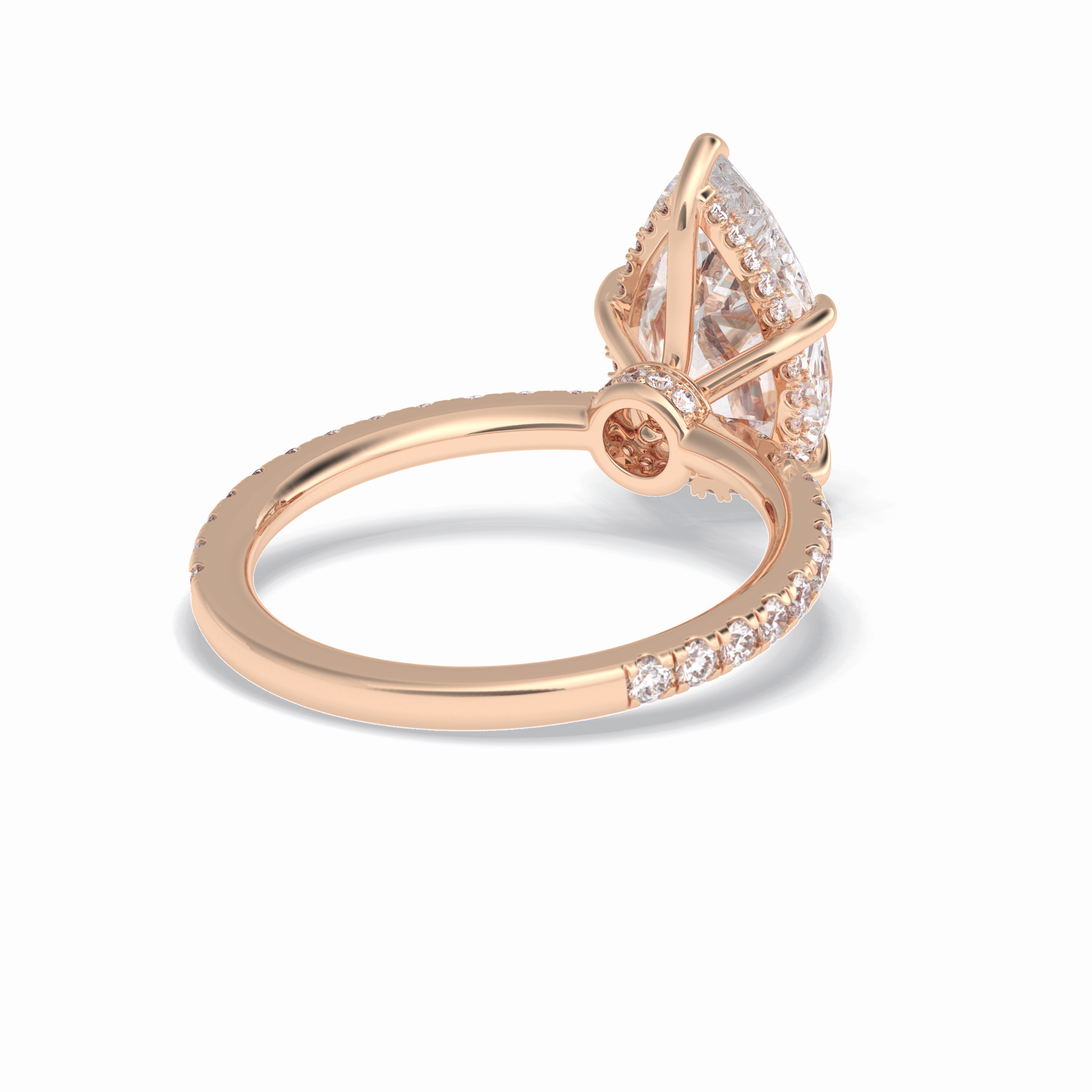Pear Hidden Halo & Pave Lab Grown Diamond Engagement Ring