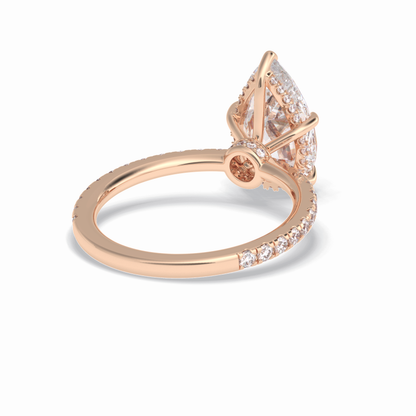 Pear Hidden Halo & Pave Lab Grown Diamond Engagement Ring