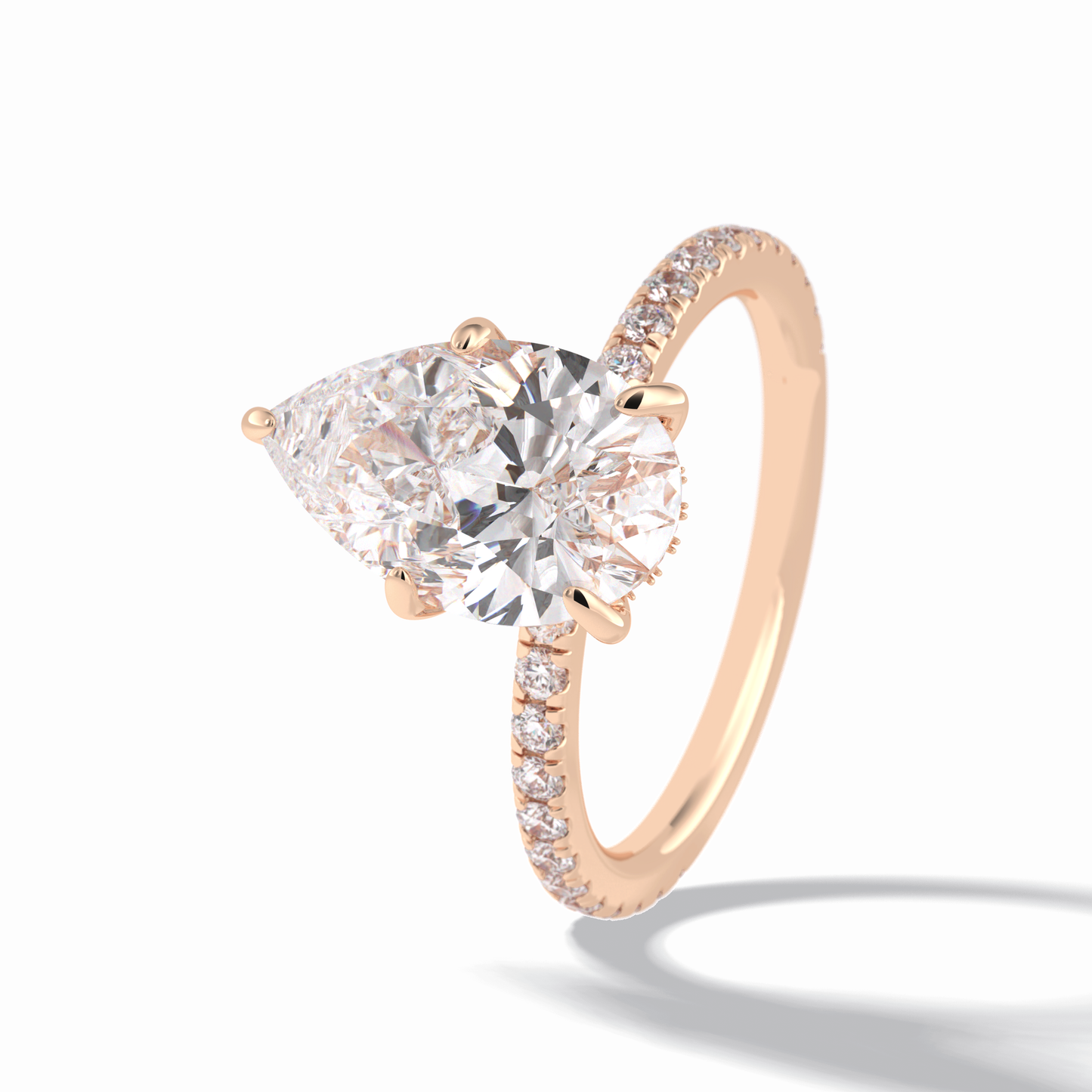 Pear Hidden Halo & Pave Lab Grown Diamond Engagement Ring