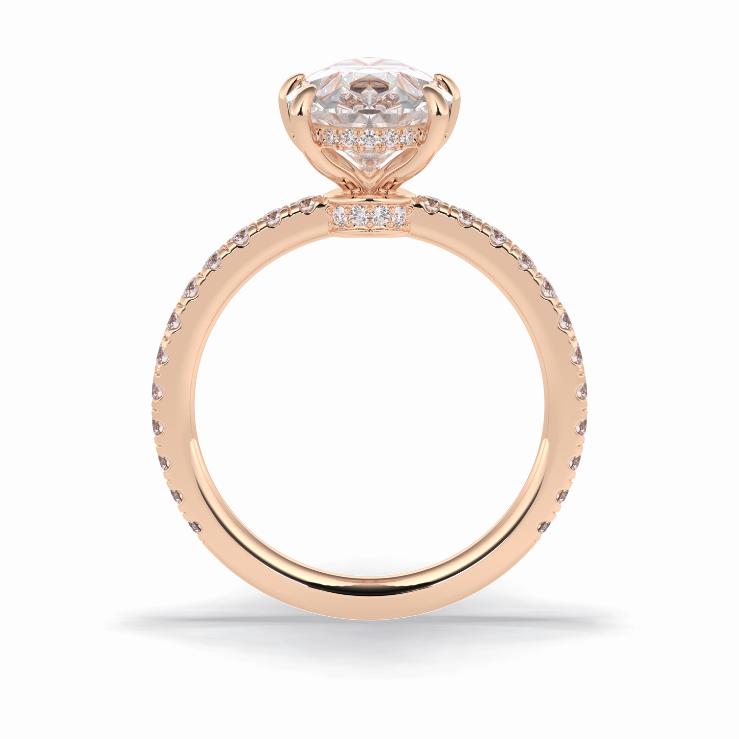 Pear Hidden Halo & Pave Lab Grown Diamond Engagement Ring