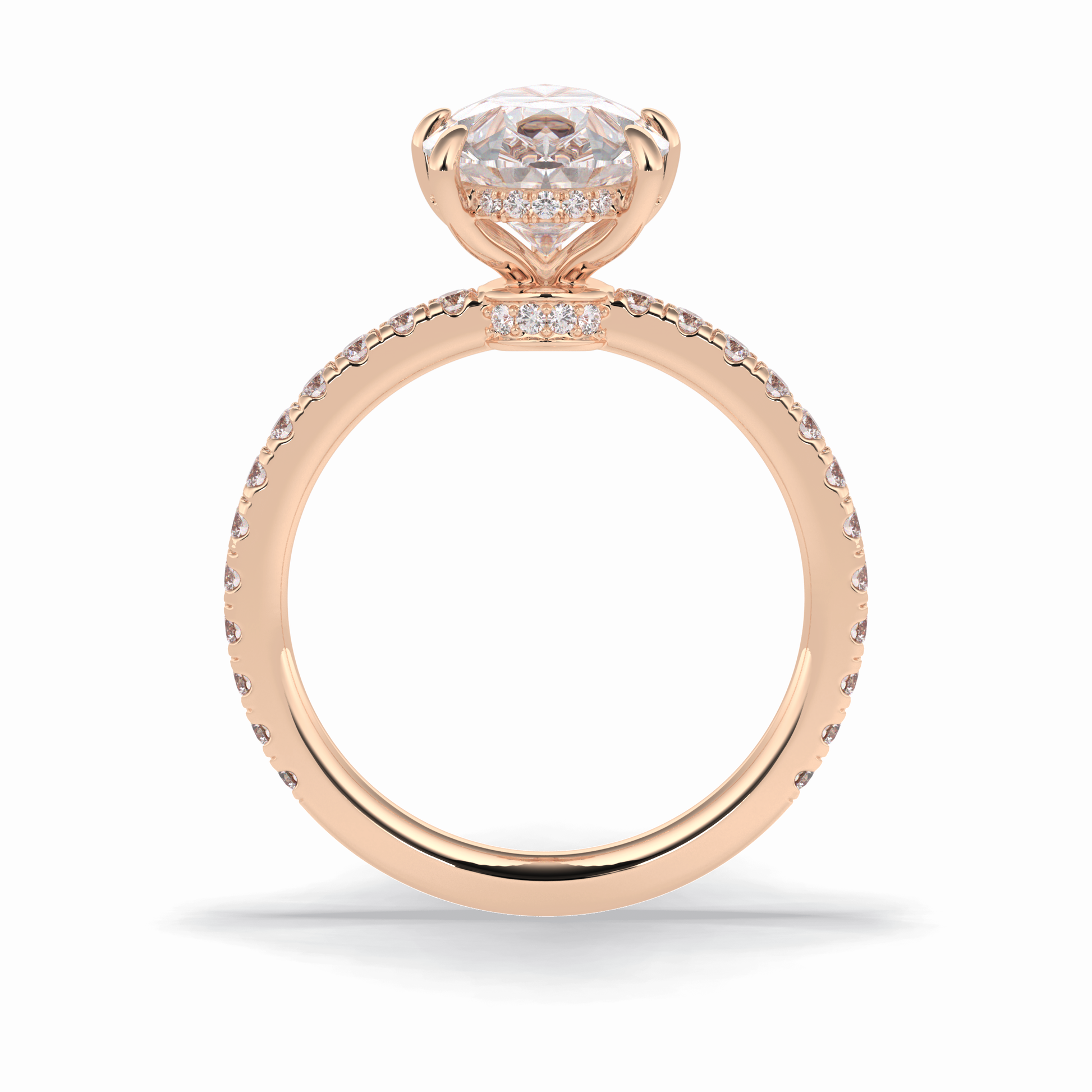 Pear Hidden Halo & Pave Lab Grown Diamond Engagement Ring