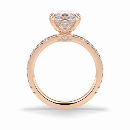 Pear Hidden Halo & Pave Lab Grown Diamond Engagement Ring