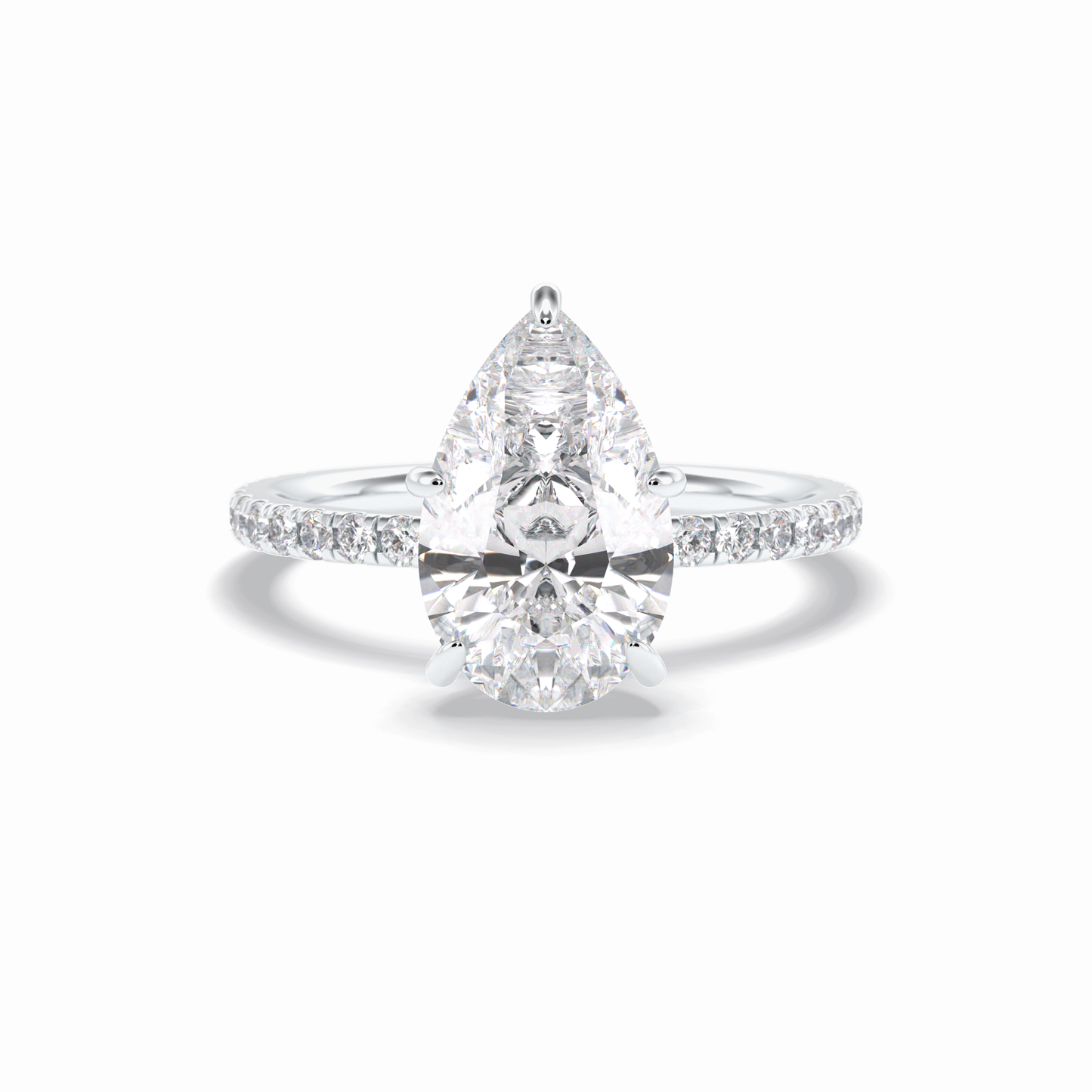 Pear Hidden Halo & Pave Lab Grown Diamond Engagement Ring