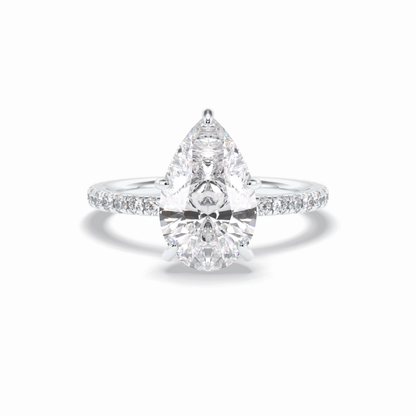 Pear Hidden Halo & Pave Lab Grown Diamond Engagement Ring