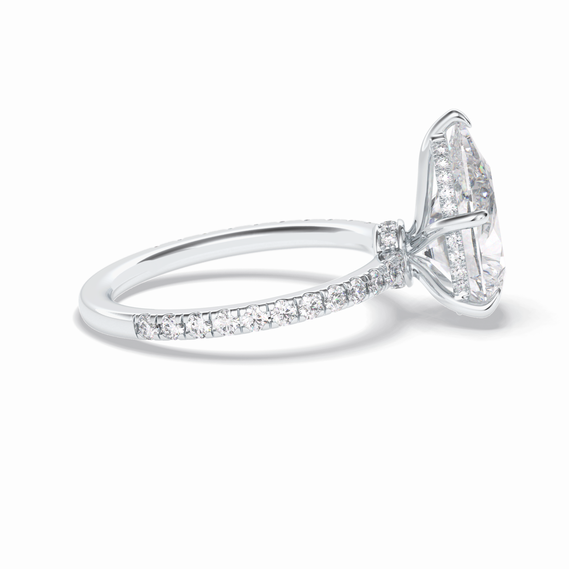 Pear Hidden Halo & Pave Lab Grown Diamond Engagement Ring