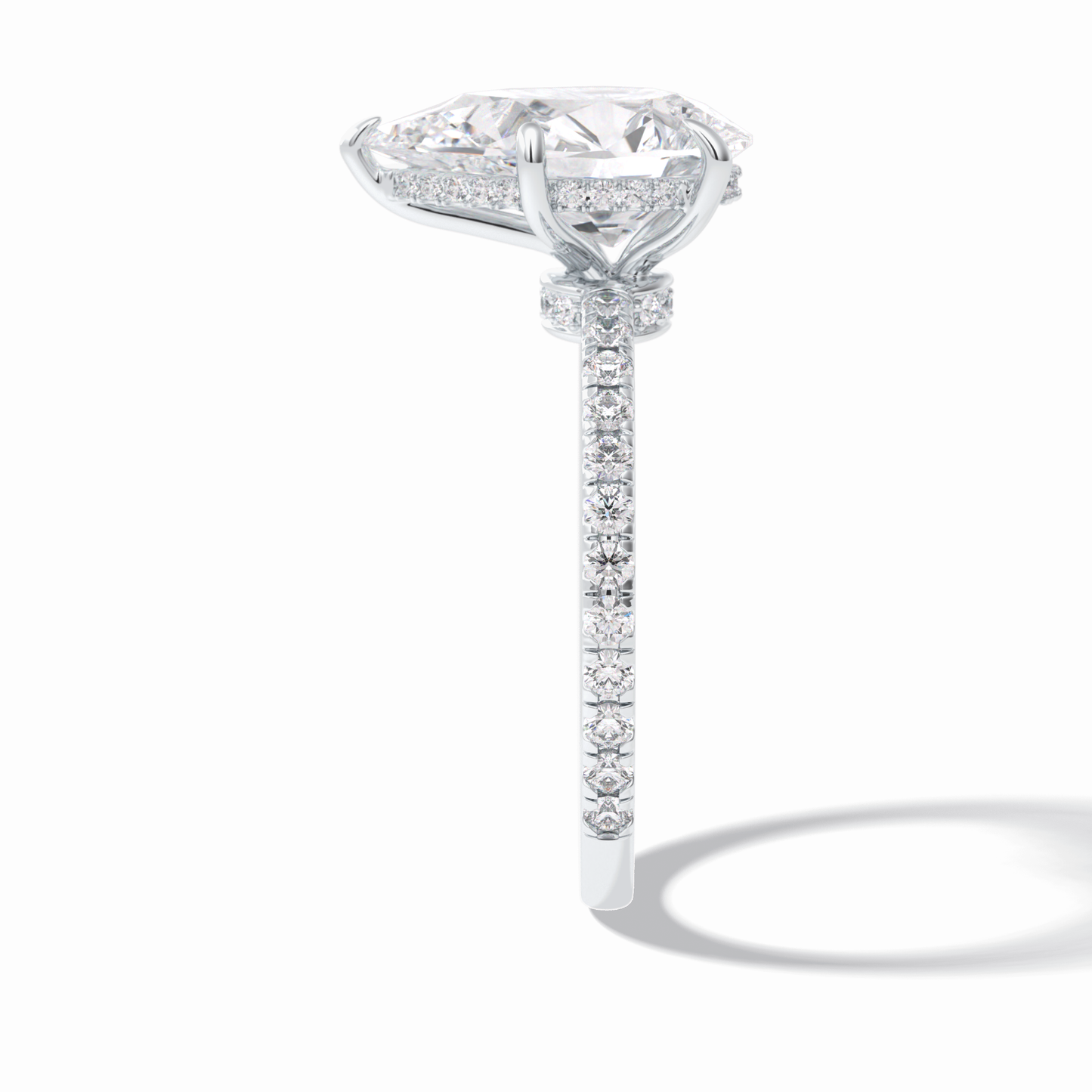 Pear Hidden Halo & Pave Lab Grown Diamond Engagement Ring