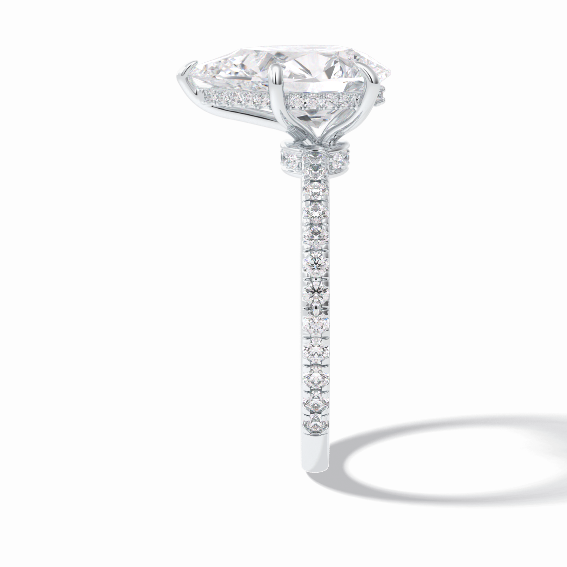 Pear Hidden Halo & Pave Lab Grown Diamond Engagement Ring