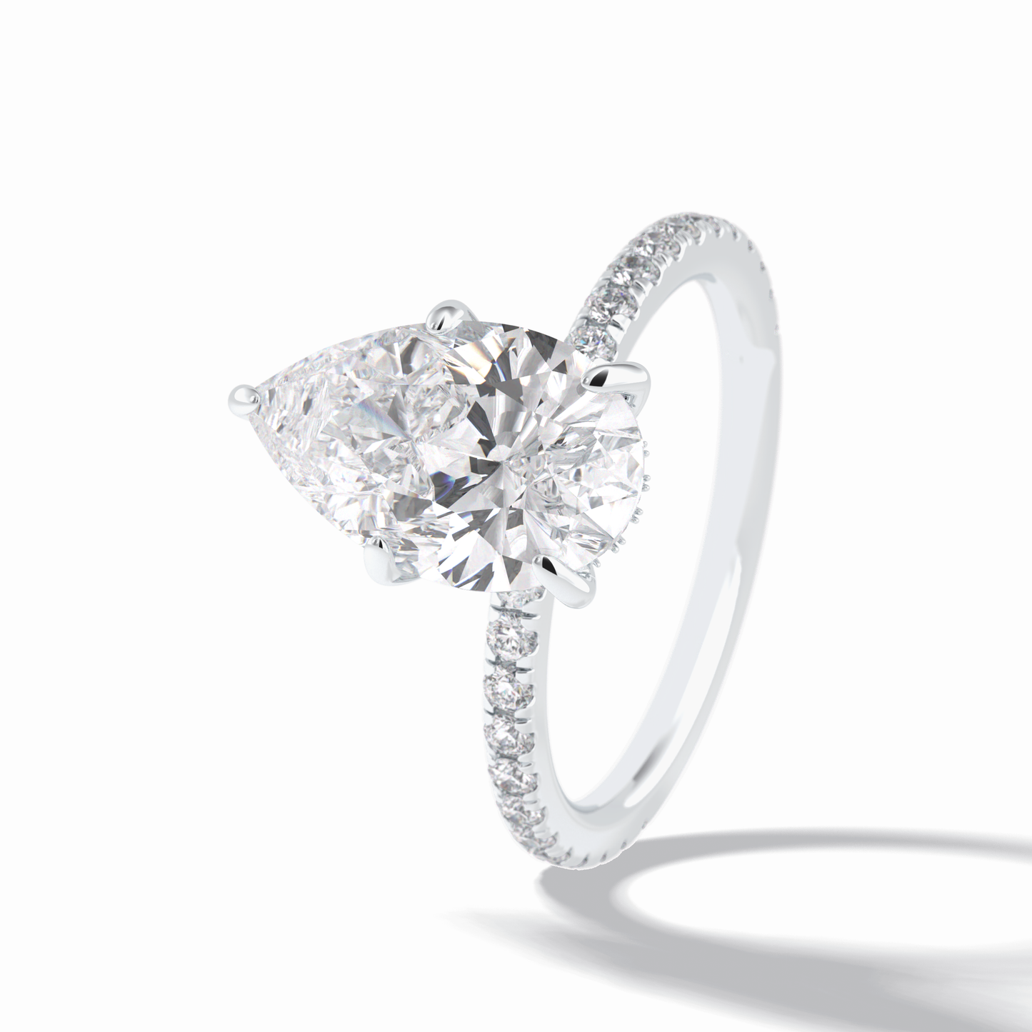 Pear Hidden Halo & Pave Lab Grown Diamond Engagement Ring