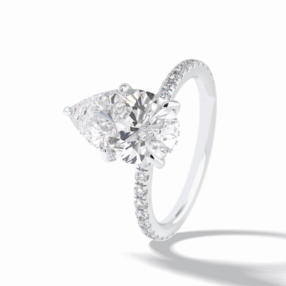 Pear Hidden Halo & Pave Lab Grown Diamond Engagement Ring