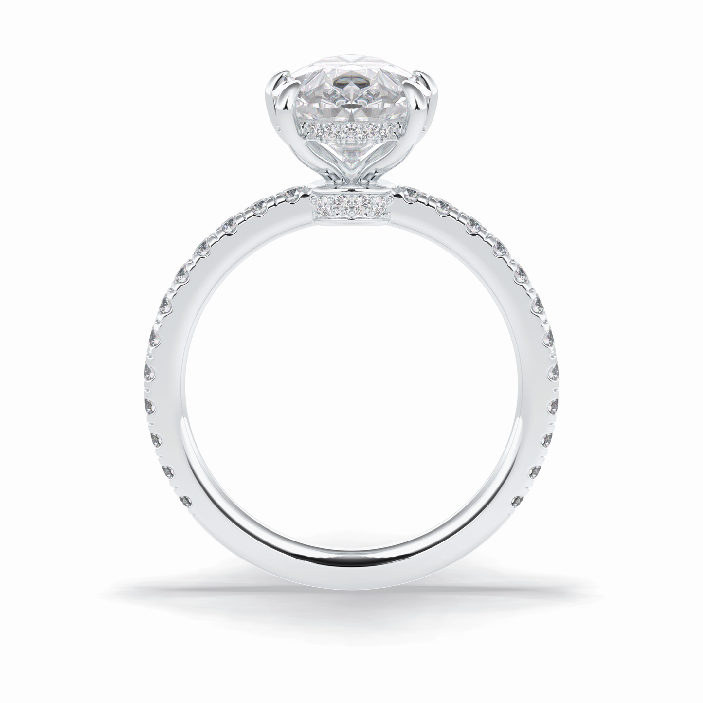 Pear Hidden Halo & Pave Lab Grown Diamond Engagement Ring