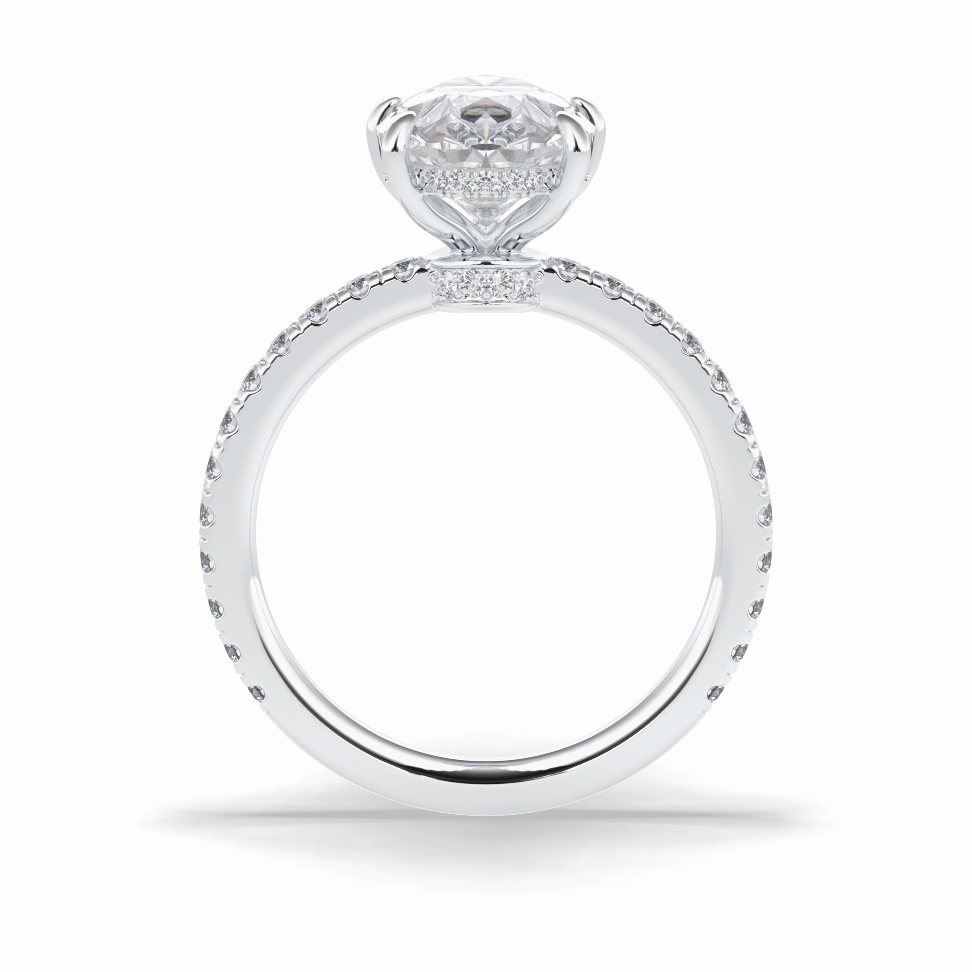 Pear Hidden Halo & Pave Lab Grown Diamond Engagement Ring