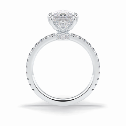 Pear Hidden Halo & Pave Lab Grown Diamond Engagement Ring