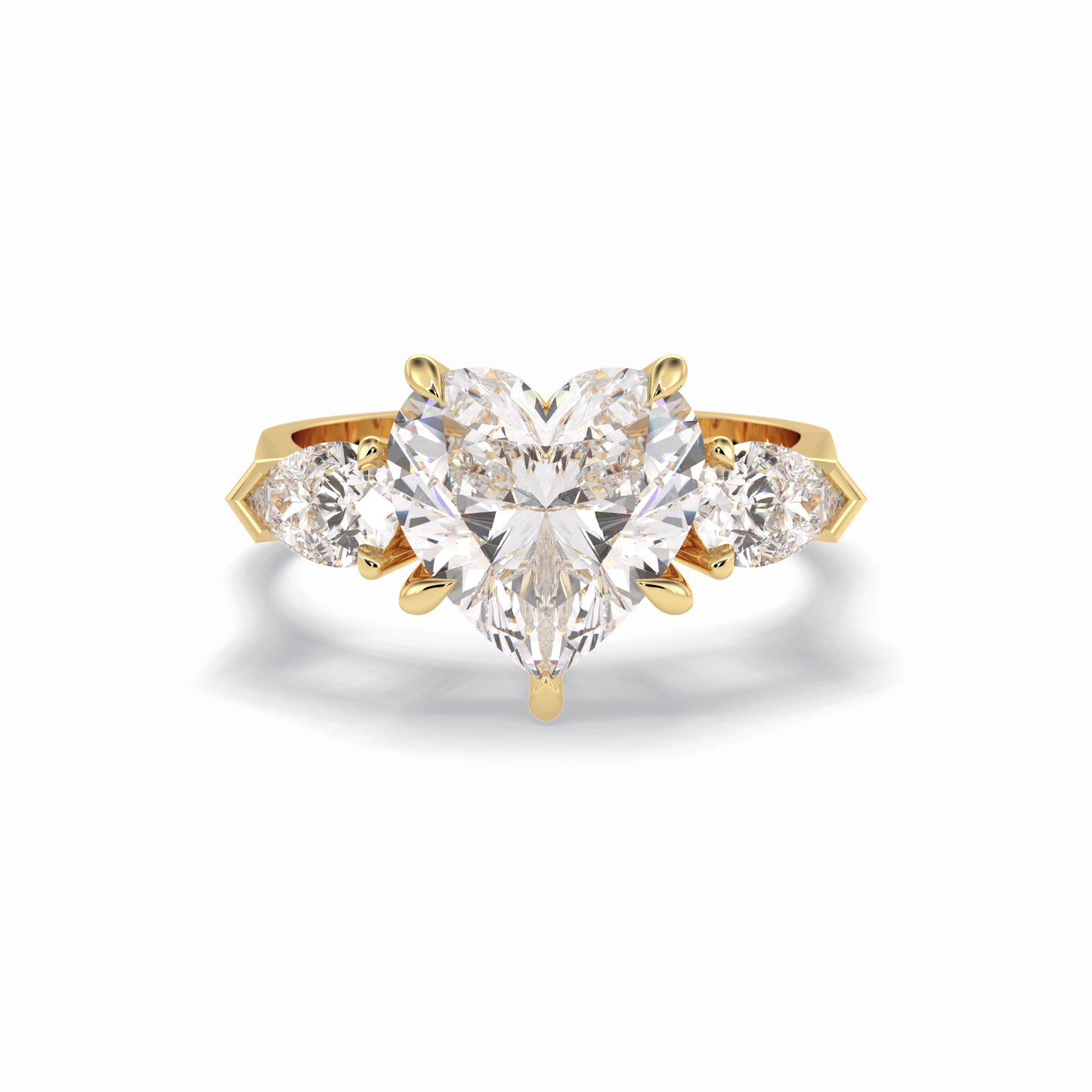 Heart Three Stone Lab Grown Diamond Engagement Ring