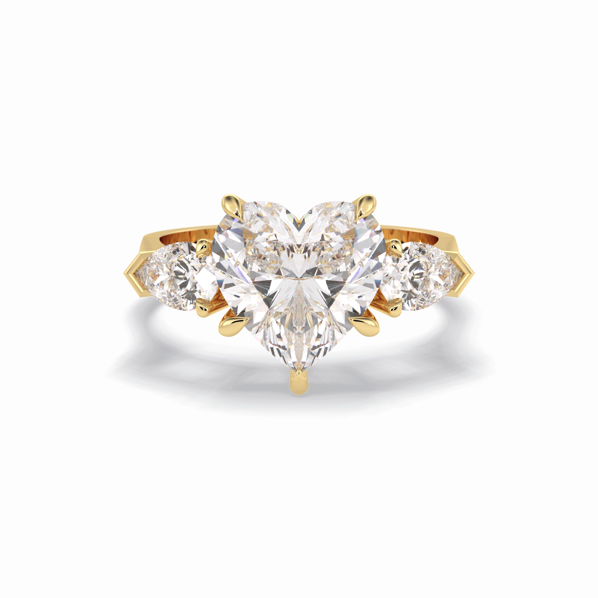 Heart Three Stone Lab Grown Diamond Engagement Ring