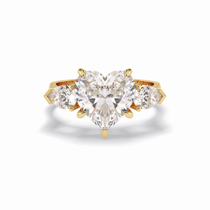 Heart Three Stone Lab Grown Diamond Engagement Ring