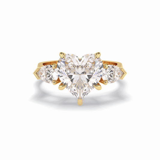 Heart Three Stone Lab Grown Diamond Engagement Ring