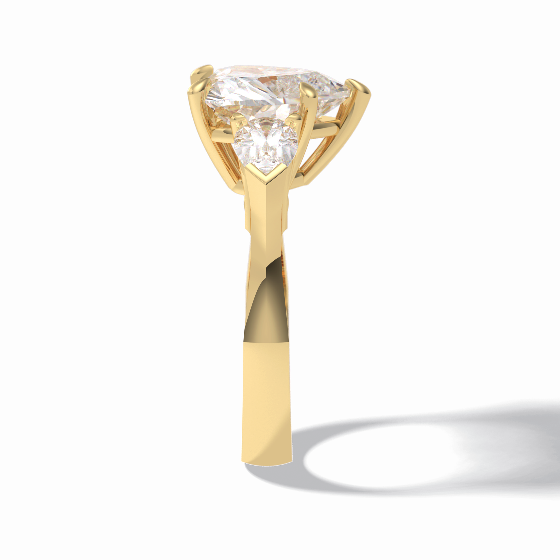 Heart Three Stone Lab Grown Diamond Engagement Ring
