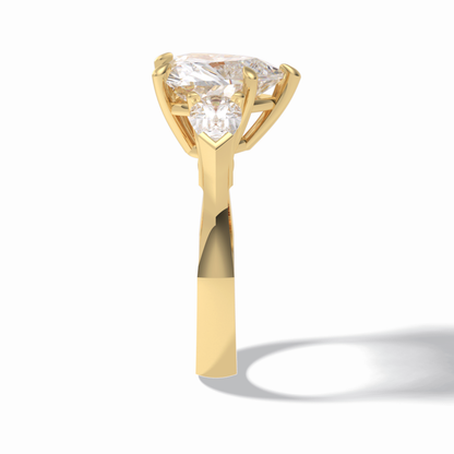 Heart Three Stone Lab Grown Diamond Engagement Ring