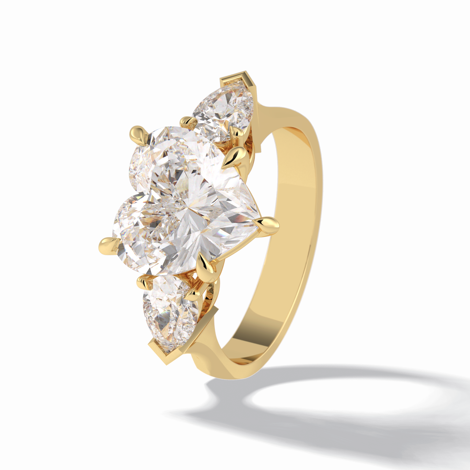 Heart Three Stone Lab Grown Diamond Engagement Ring